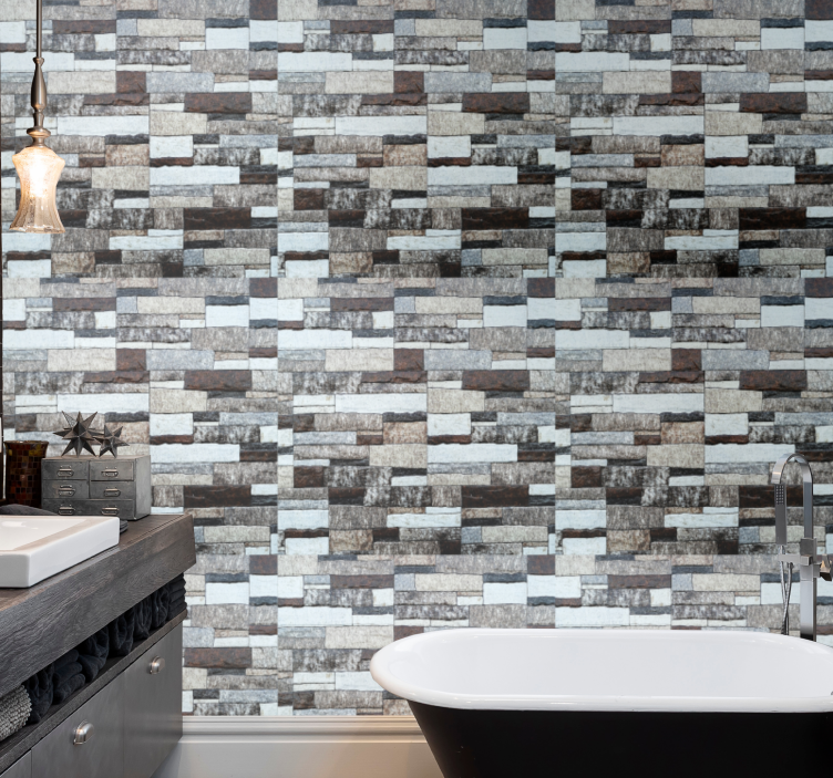 Papier peint salle de bain béton gris élégant - TenStickers