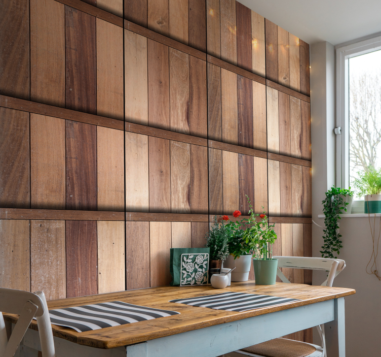 Papier peint bois effet planches rustiques - TenStickers