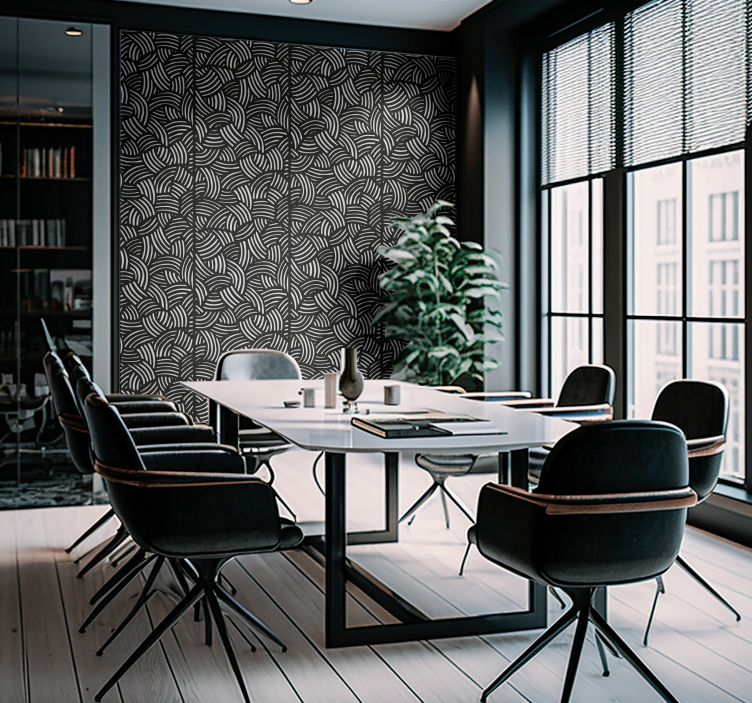 Papier peint bureau motif traits courbés - TenStickers