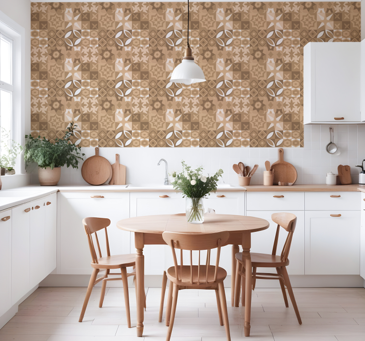 Papier peint carrelage beige motifs modernes - TenStickers