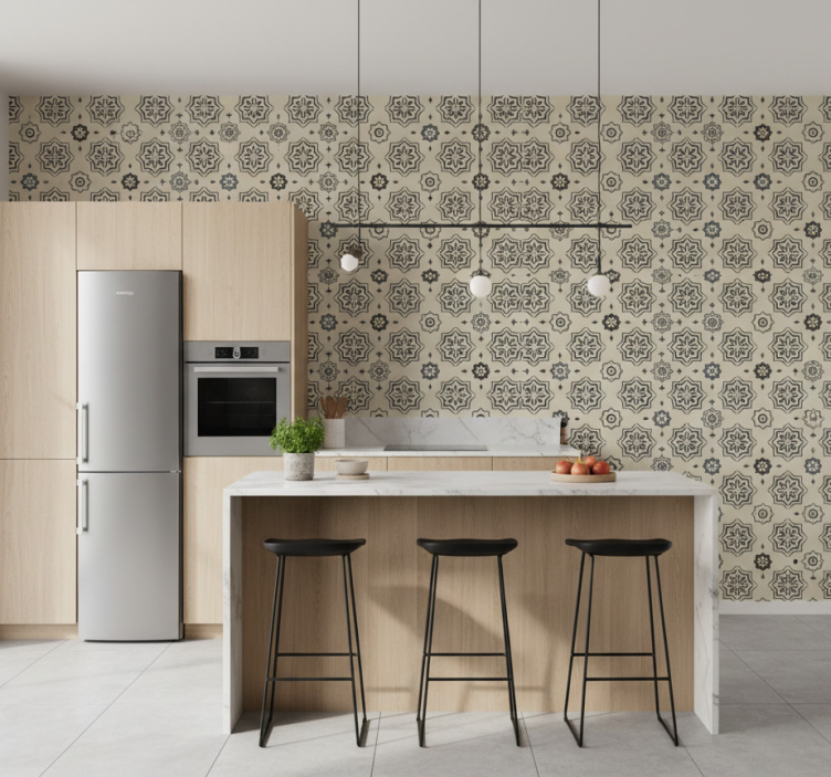 Papier peint carrelage motif élégant - TenStickers