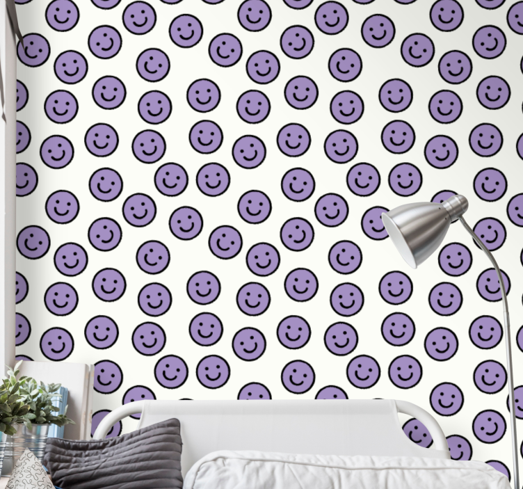 Papier peint cercles motif de smiley - TenStickers