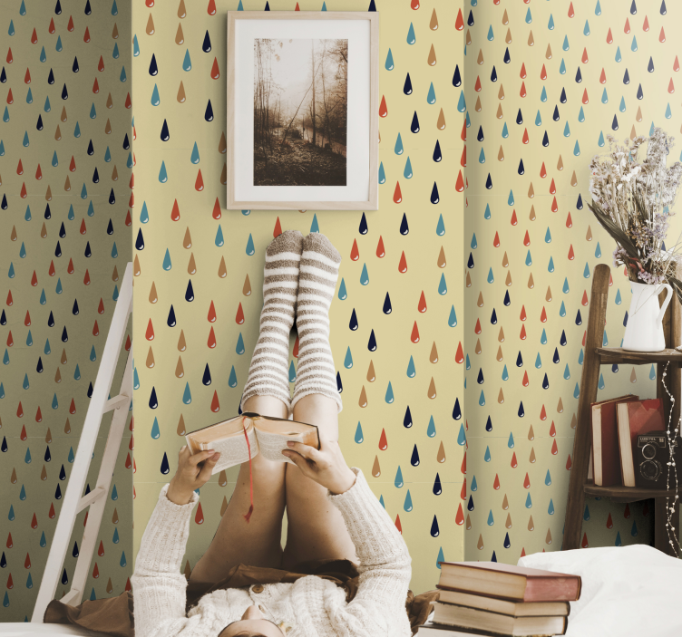 Papier peint géométrique motif goutte de pluie - TenStickers