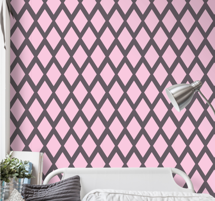 Papier peint chambre ado formes de diamants roses - TenStickers