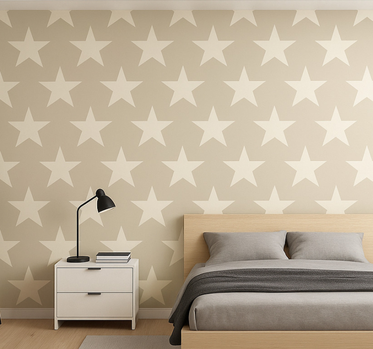 Papier peint chambre ado motif étoiles beiges - TenStickers