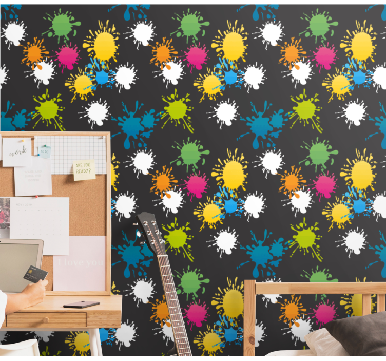 Papier peint chambre ado motifs éclaboussures - TenStickers