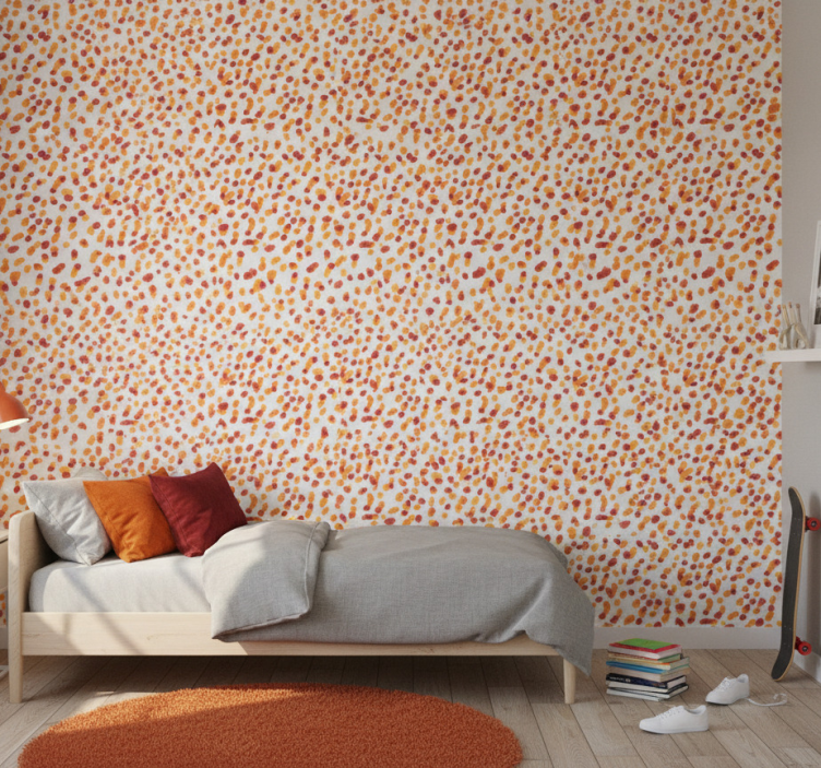 Papier peint chambre ado pois orange et rouge - TenStickers