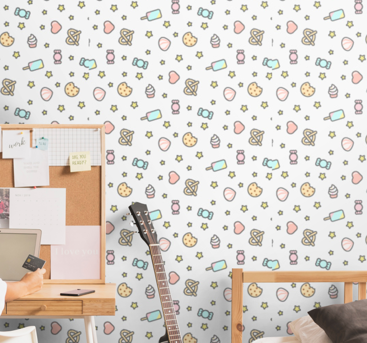 Papier peint chambre bébé motif de friandises - TenStickers