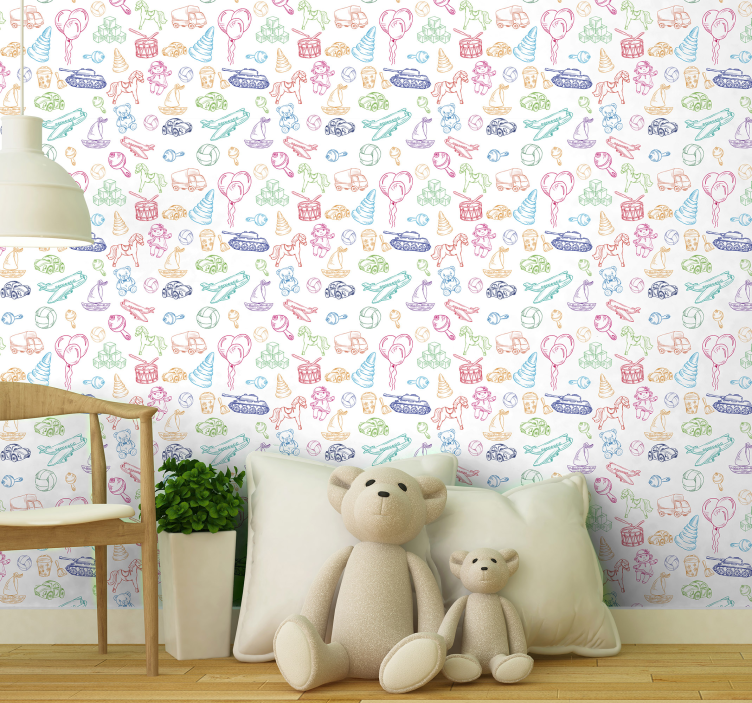 Papier peint chambre bébé motifs ludiques de l'enfance - TenStickers
