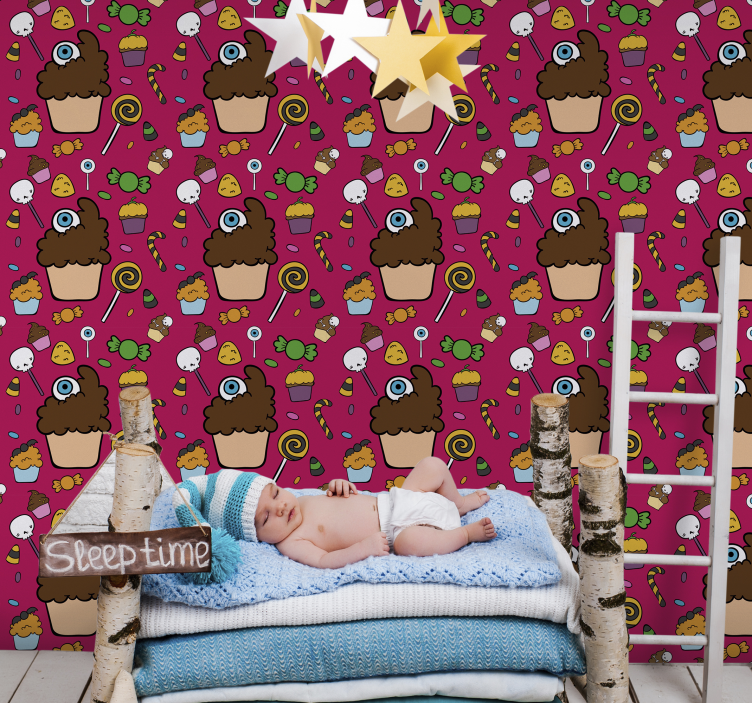 Papier peint chambre bébé thème des friandises sucrées - TenStickers