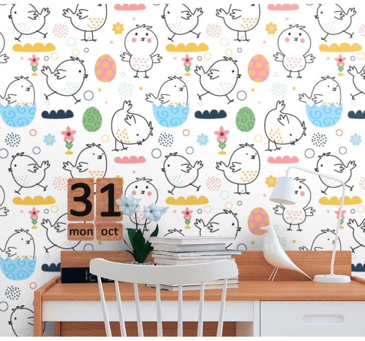 Papier peint chambre enfant motif de poussins - TenStickers