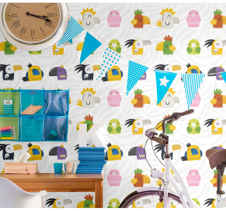 Papier peint chambre enfant oiseaux tropicaux - TenStickers