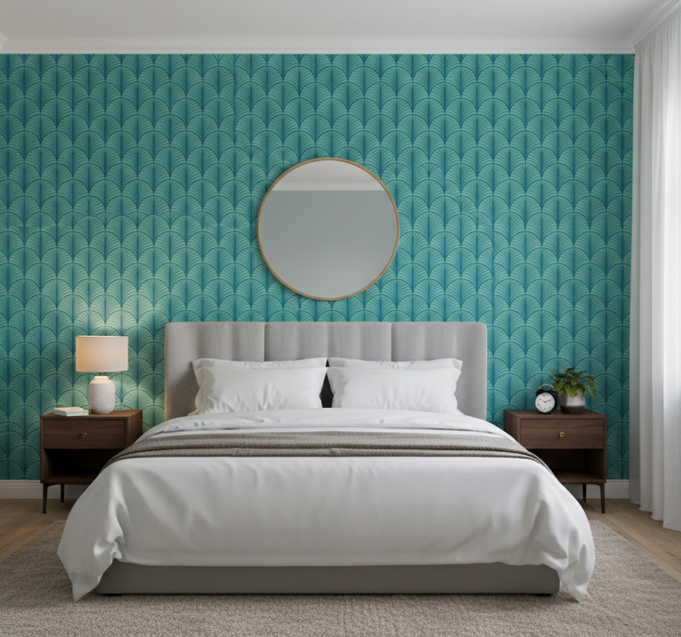Papier peint chambre vert bleu - TenStickers