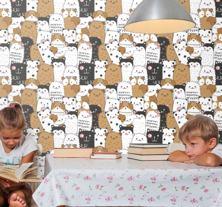 Papier peint chats motif de chat ludique - TenStickers