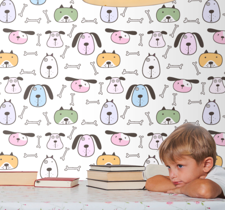 Papier peint chiens amis canins de dessin animé - TenStickers