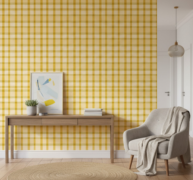 Papier peint couloir carreaux jaunes et blancs - TenStickers
