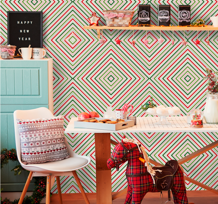Papier peint de noël carrés festifs - TenStickers