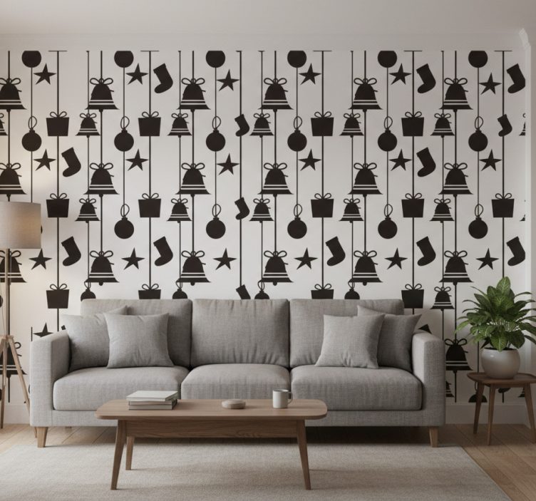 Papier peint de noël chaussettes noires - TenStickers