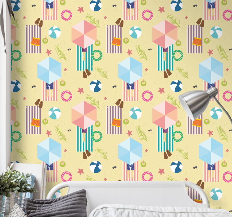 Papier peint de Noël éléments saisonniers ludiques - TenStickers