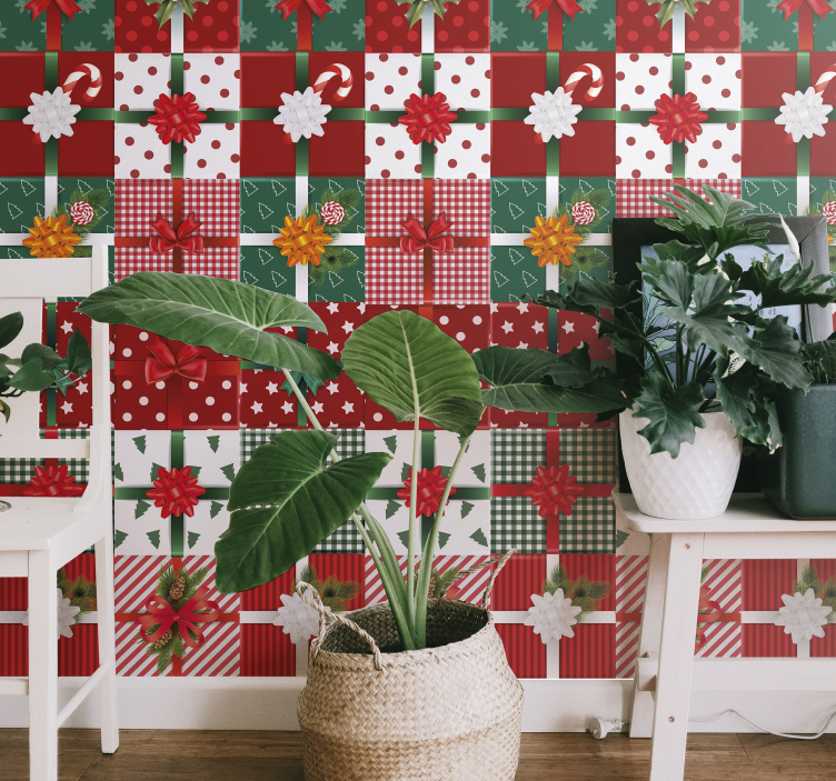 Papier peint de Noël modèles de cadeaux de fête - TenStickers