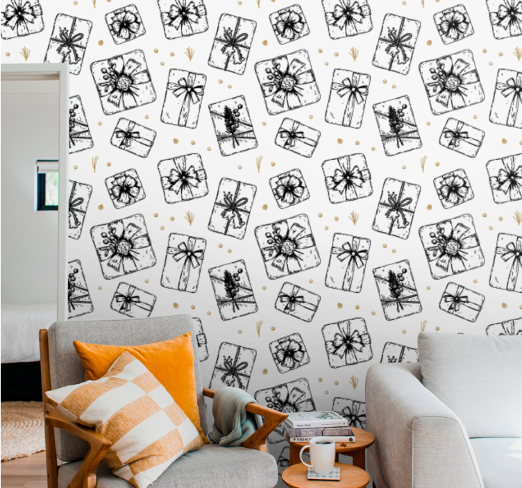 Papier peint de Noël modèles de noeuds cadeaux - TenStickers