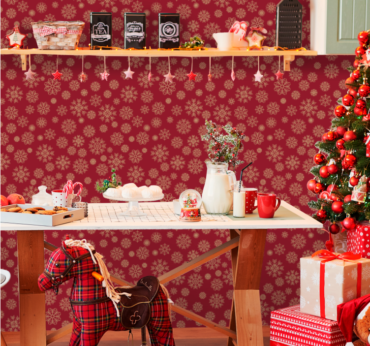 Papier peint de Noël motif floral givré - TenStickers