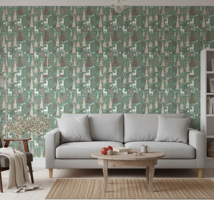 Papier peint de noël motif forêt de noël - TenStickers