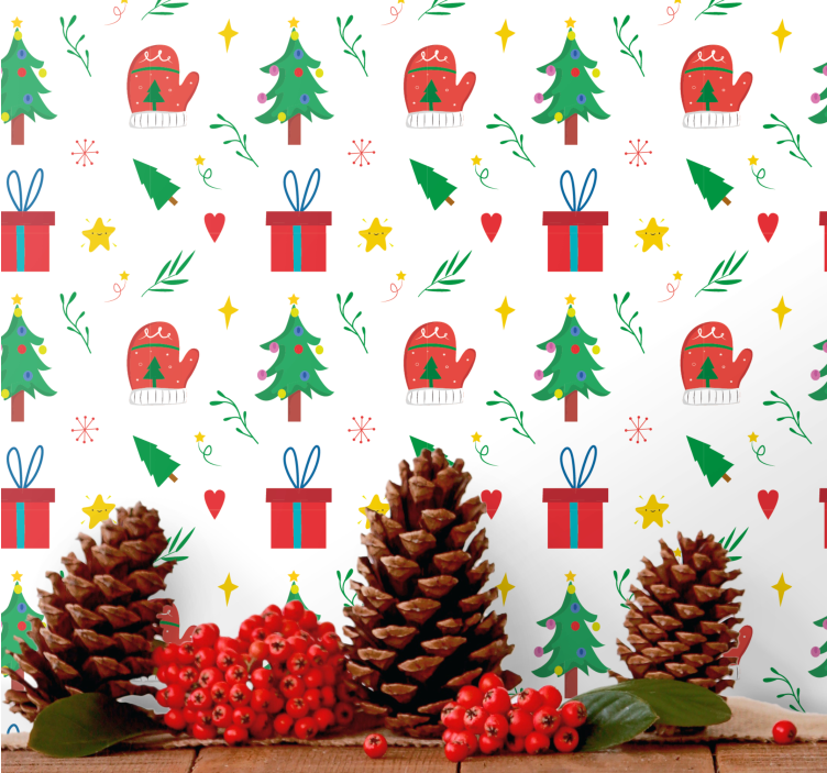 Papier peint de Noël motifs de fêtes de fin d'année - TenStickers