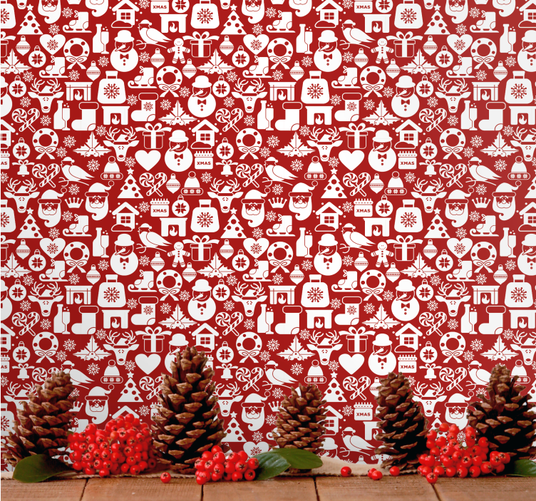Papier peint de noël motifs de fêtes joyeuses - TenStickers