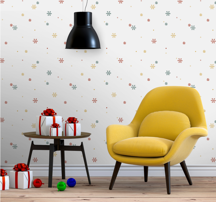 Papier peint de Noël motifs de flocons de neige festifs - TenStickers