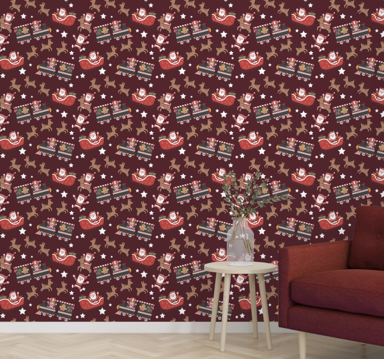 Papier peint de noël traîneau festif du père noël - TenStickers