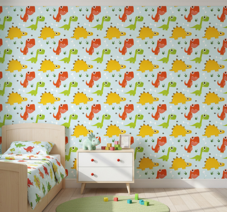 Papier peint dinosaures motif petits dinosaures - TenStickers