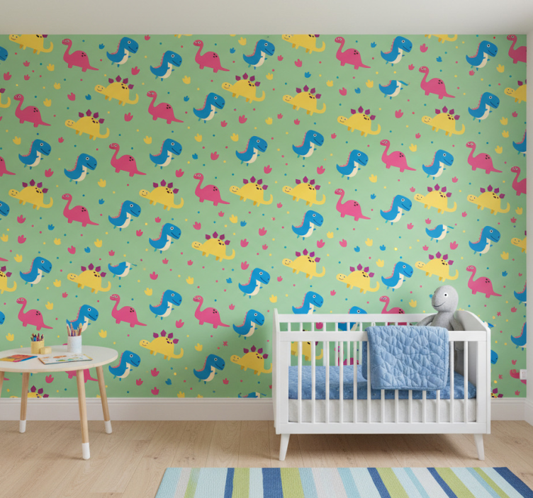 Papier peint dinosaures style coloré - TenStickers