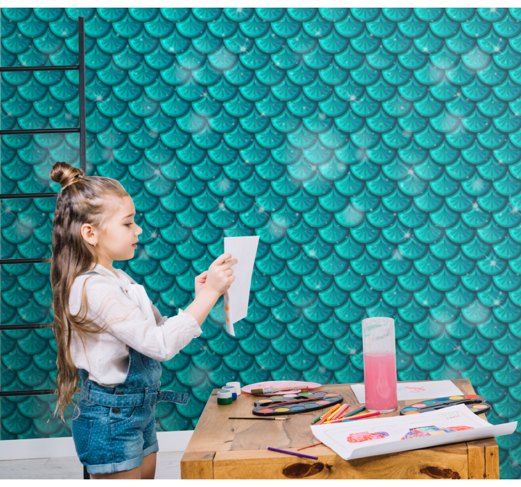 Papier peint 3d écailles bleues de sirène - TenStickers