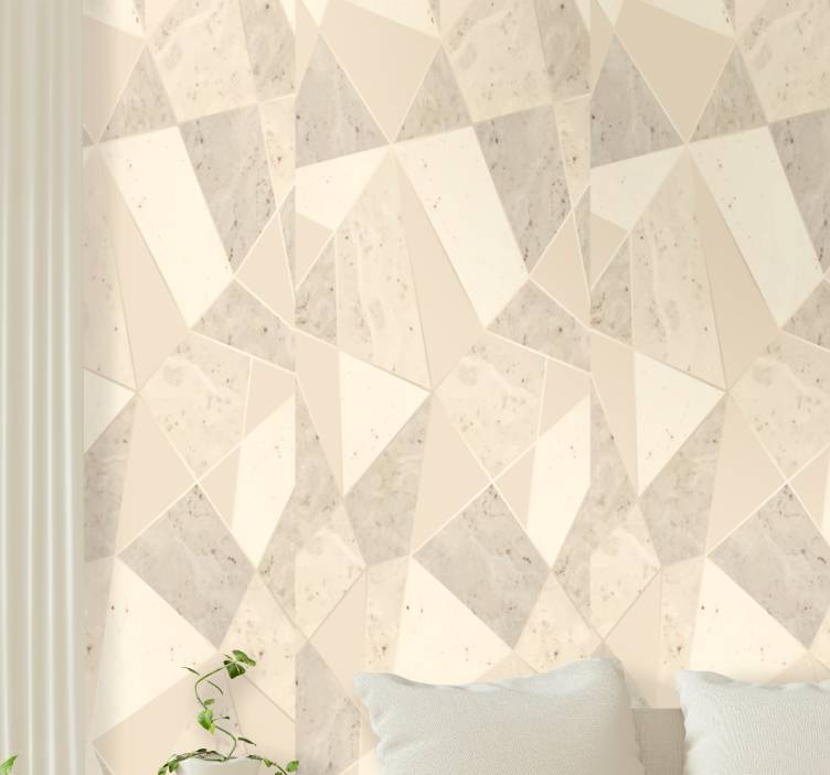 Papier peint effet marbre motif géométrique beige - TenStickers