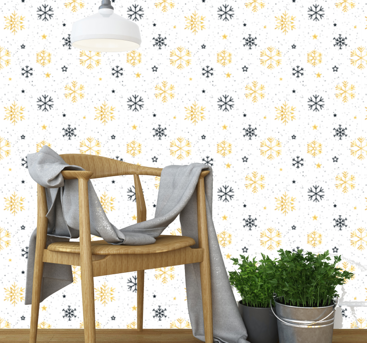 Papier peint de Noël motif de flocons de neige étoilés - TenStickers