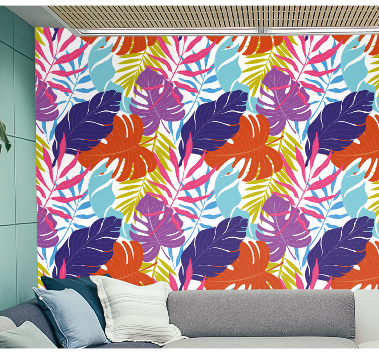 Papier peint feuillage conception de feuilles tropicales - TenStickers