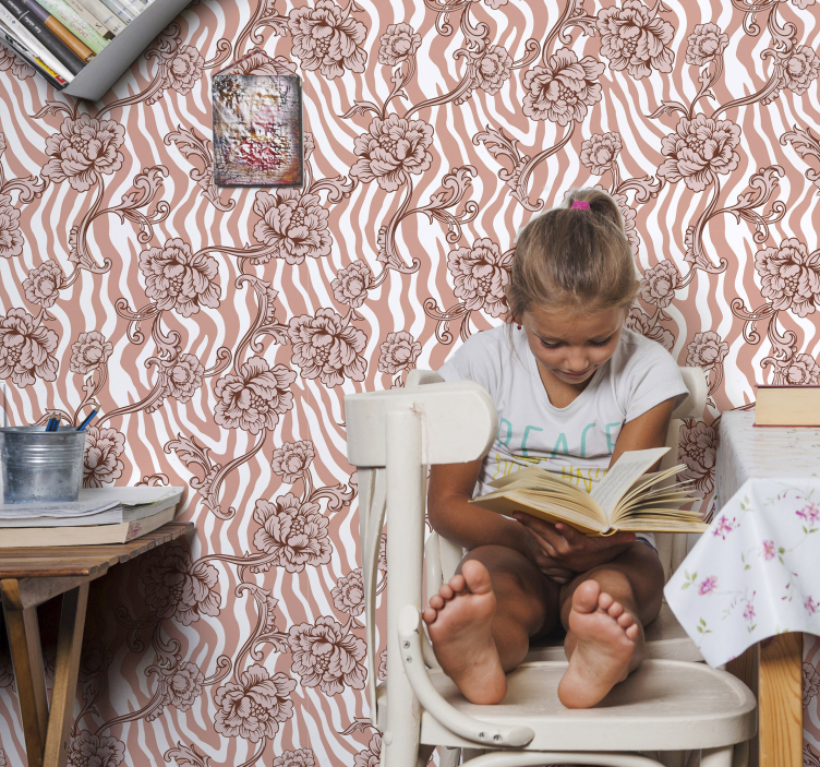 Papier peint fleuri motif ornemental floral - TenStickers