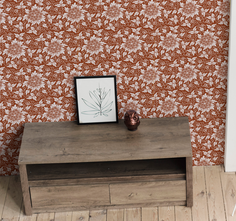 Papier peint fleuri charmant présentoir beige - TenStickers