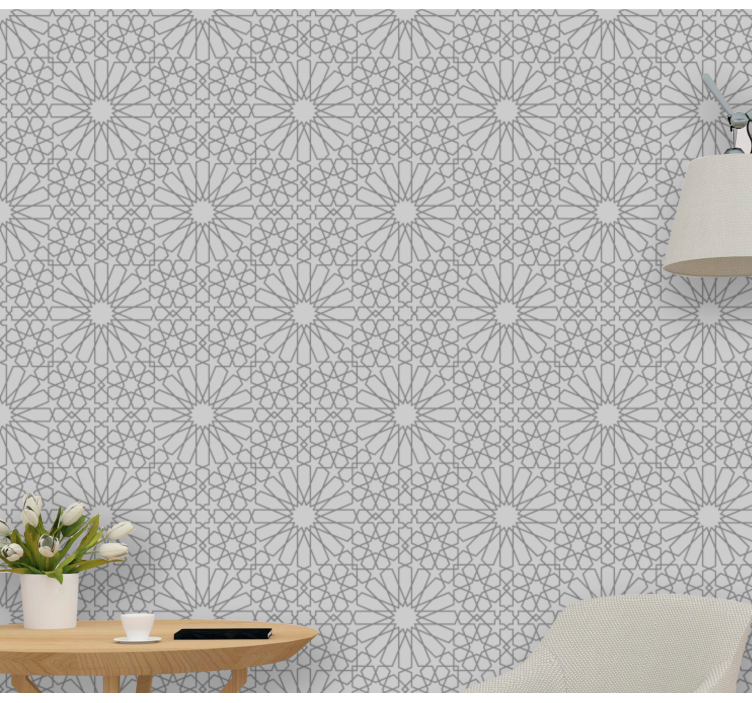 Papier peint fleuri imprimé gris chic - TenStickers