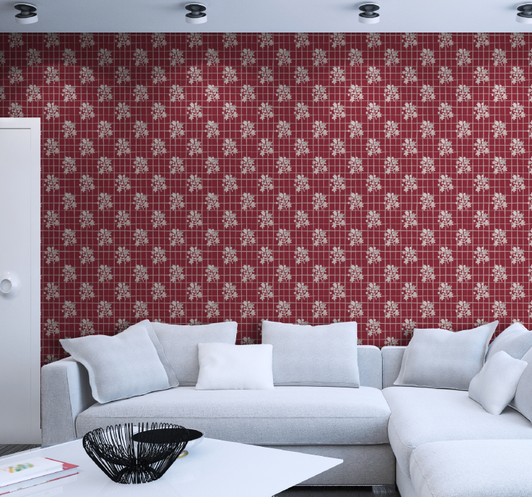 Papier peint fleuri motif de mosaïque de fleurs - TenStickers