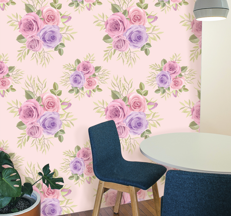 Papier peint fleurs ensemble floral pastel - TenStickers