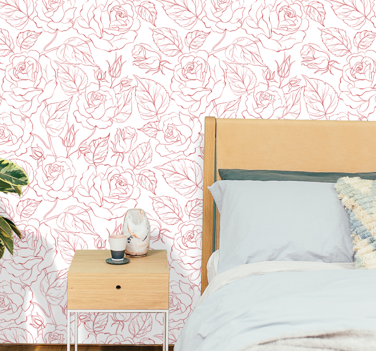 Papier peint floral motif de roses - TenStickers