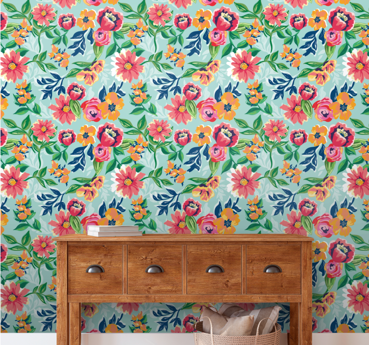 Papier peint floral conception de jardin fleuri - TenStickers