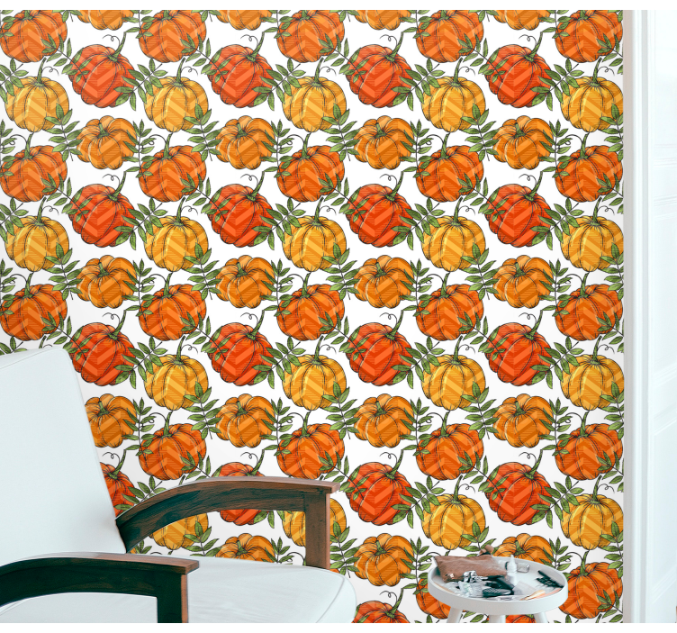 Papier peint halloween fleurs de citrouille - TenStickers
