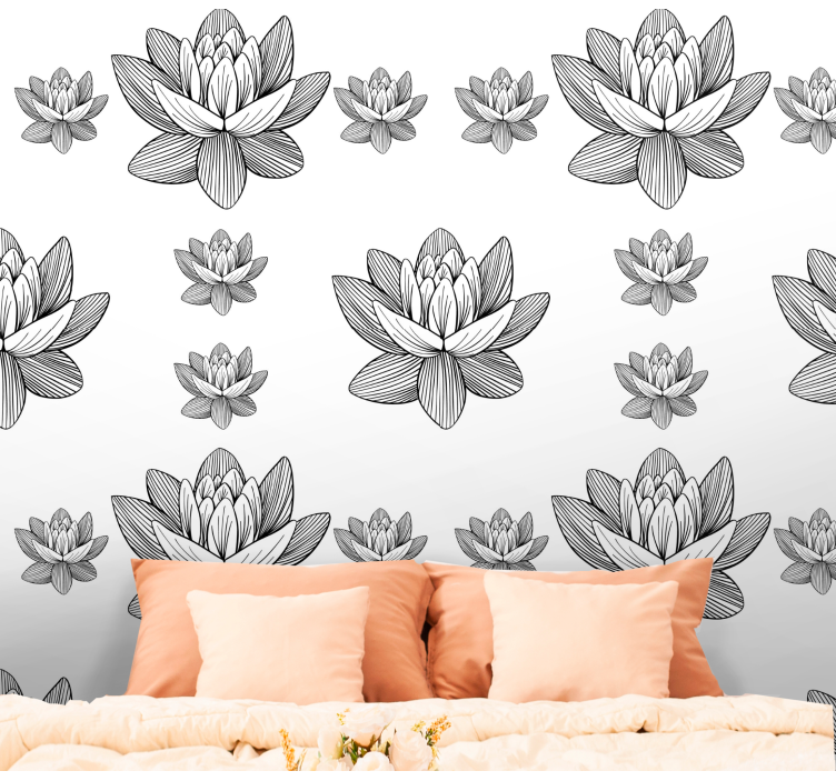 Papier peint floral motif de fleur de lotus - TenStickers