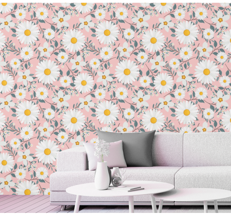 Papier peint floral motif de marguerite - TenStickers