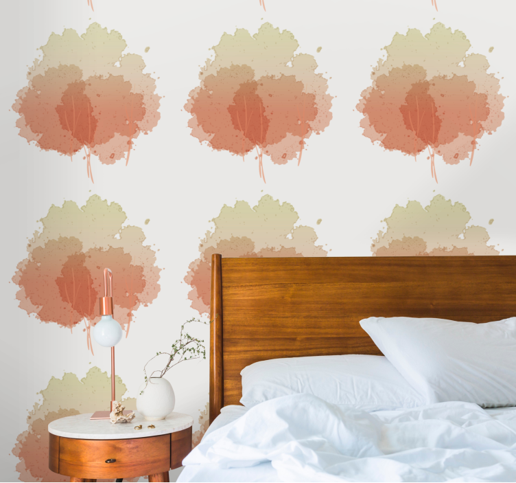 Papier peint arbres motif aquarelle doux - TenStickers