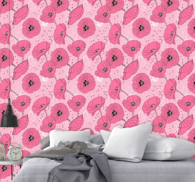 Papier peint floral motifs floraux roses - TenStickers