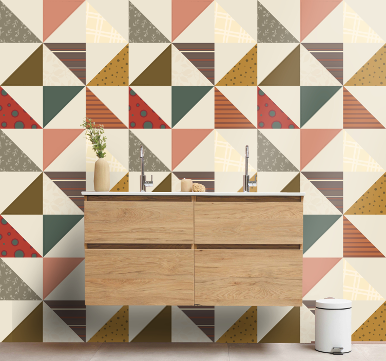 Papier peint salle de bain motif triangulaire - TenStickers